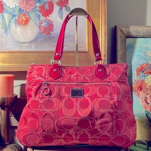 Coach Poppy G1193-17890 Ruby Red Metallic Lurex Glam Tote
